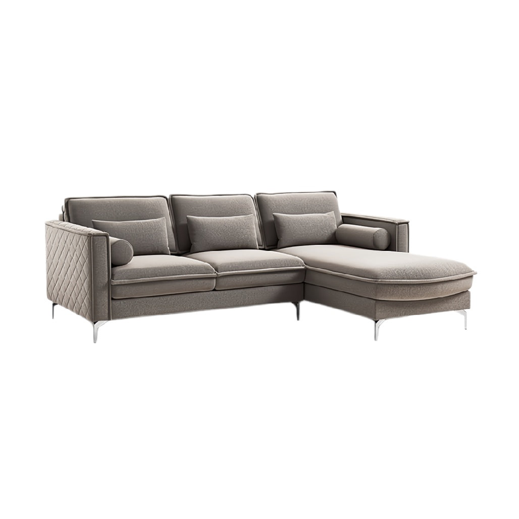 Moderne loungebank met chaise longue in grijze stof